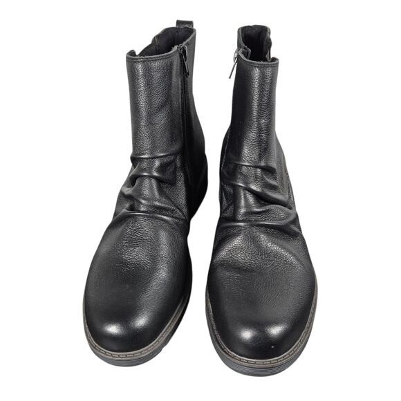 Clarks Hearth Rose Boots Womens 11 Black Leather Ankle Side Zip Ruched Lug Sole - Picture 5 of 11